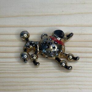 Vintage 1950s Polka Dot Poodle Dog Charm Pendant